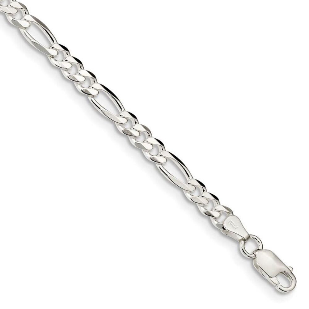 Sterling Silver 4.5mm Solid Figaro Chain Bracelet or Anklet, 9 Inch